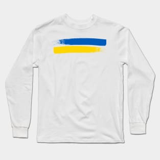 Blue and Yellow Paint Streaks - Ukraine Flag - Abstract Ukrainian Flag Colors Long Sleeve T-Shirt